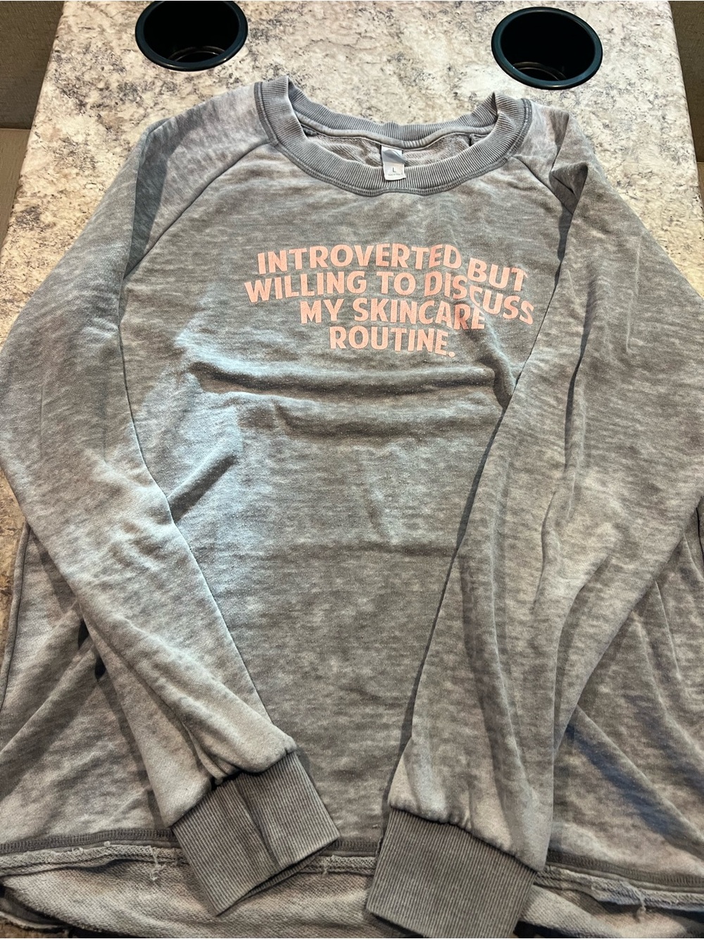 Alternative Women's Sweatshirt Gray L Fleece Crewneck Lightweight Quote # 743
